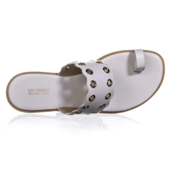 Womens Michael Kors Patty Flat Toe Ring Slip On Sandals, Optic White 8 - Picture 10 of 11